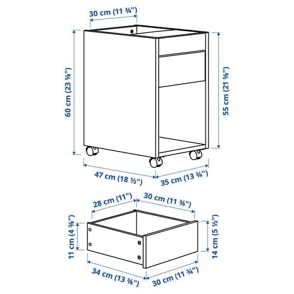 Ikea TONSTAD - Drawer unit on castors, off-white, 35x60 cm