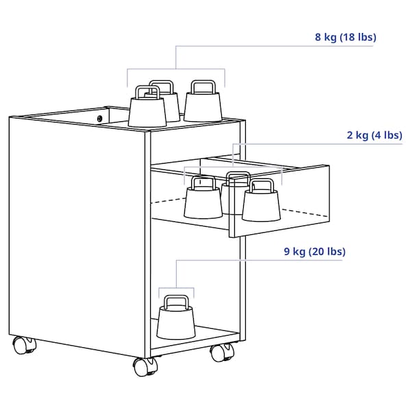 TONSTAD drawer unit on castors, off-white, 35x60 cm
