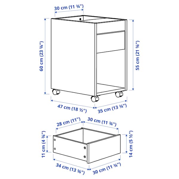 Ikea TONSTAD - Drawer unit on castors, oak veneer, 35x60 cm