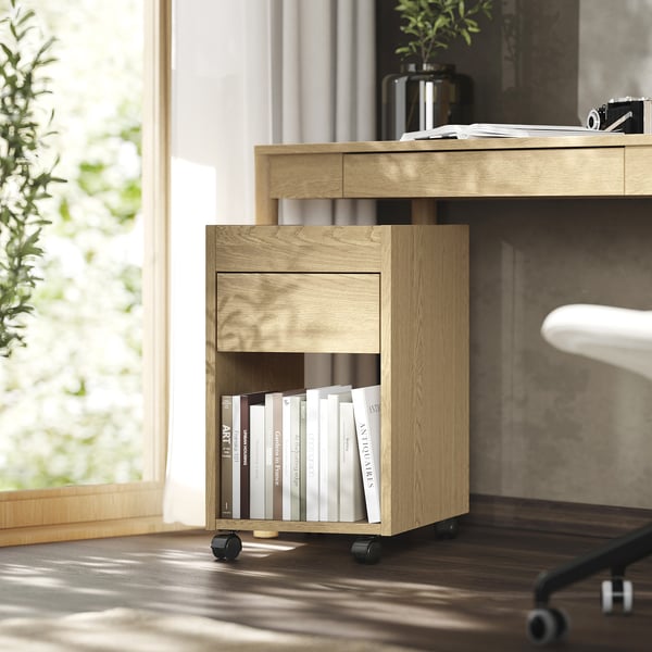TONSTAD drawer unit on castors, oak veneer, 35x60 cm