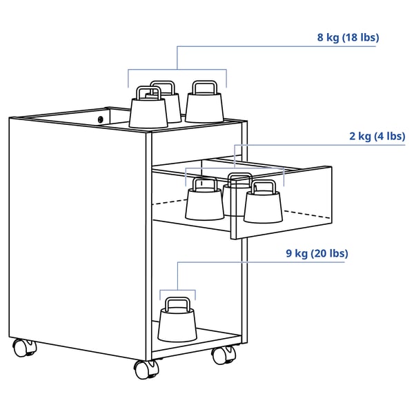 TONSTAD drawer unit on castors, oak veneer, 35x60 cm