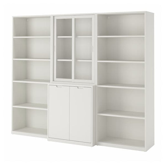 Ikea TONSTAD - Storage comb w sliding glass doors, off-white/clear glass, 243x47x201 cm