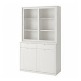 TONSTAD storage comb w sliding glass doors, off-white/clear glass, 120x47x201 cm