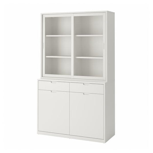 Ikea TONSTAD - Storage comb w sliding glass doors, off-white/clear glass, 120x47x201 cm
