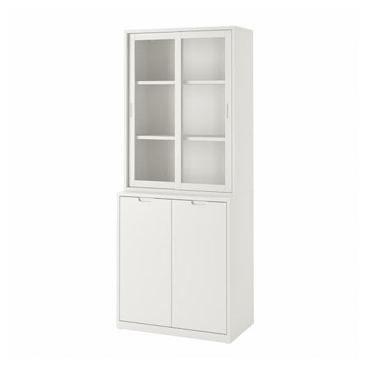 Ikea TONSTAD - Storage comb w sliding glass doors, off-white/clear glass, 81x47x201 cm