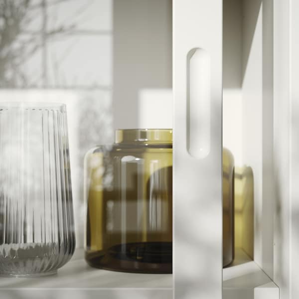 Ikea TONSTAD - Storage comb w sliding glass doors, off-white/clear glass, 81x47x201 cm