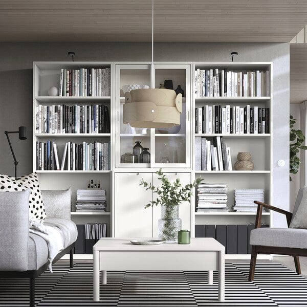Ikea TONSTAD - Storage comb w sliding glass doors, off-white/clear glass, 243x47x201 cm