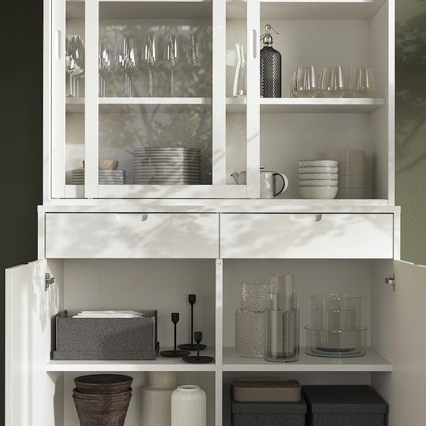 Ikea TONSTAD - Storage comb w sliding glass doors, off-white/clear glass, 120x47x201 cm