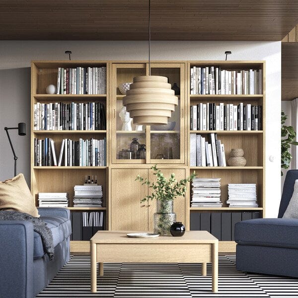 Ikea TONSTAD - Storage comb w sliding glass doors, oak veneer/clear glass, 245x47x201 cm