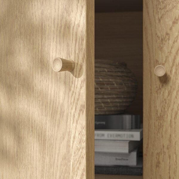 Ikea TONSTAD - Storage comb w sliding glass doors, oak veneer/clear glass, 82x47x201 cm