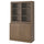 TONSTAD - TONSTAD Storage comb w sliding glass doors, brown stained oak veneer/clear glass, 121x47x201 cm