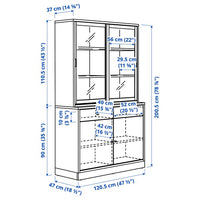 TONSTAD - Storage comb w sliding glass doors, brown stained oak veneer/clear glass, 121x47x201 cm