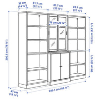 TONSTAD - Storage comb w sliding glass doors, brown stained oak veneer/clear glass, 245x47x201 cm