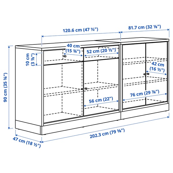 TONSTAD storage combination, oak veneer, 202x47x90 cm