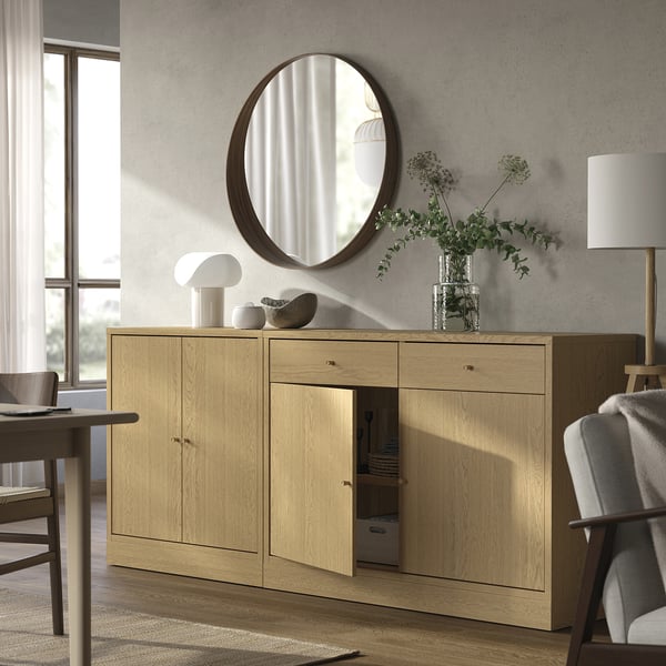 TONSTAD - TONSTAD Storage combination, oak veneer, 202x47x90 cm