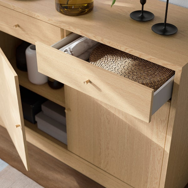 TONSTAD - Storage combination, oak veneer, 121x47x201 cm