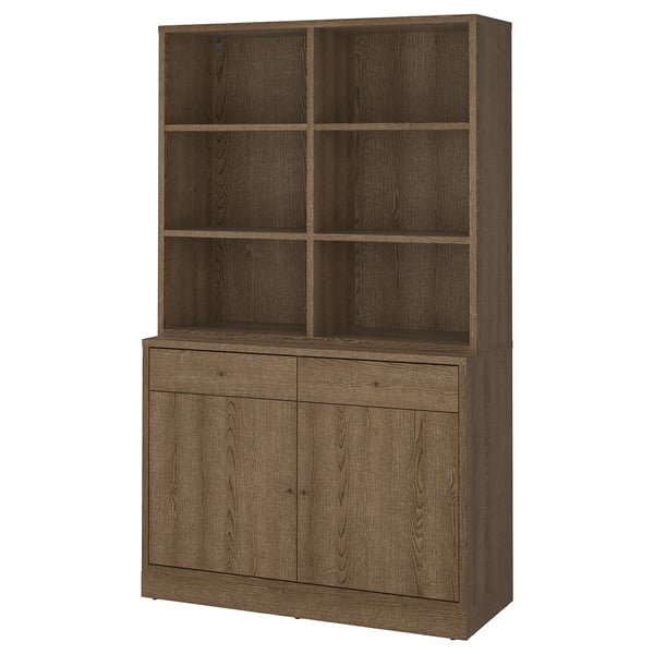 TONSTAD storage combination, brown stained oak veneer, 121x47x201 cm