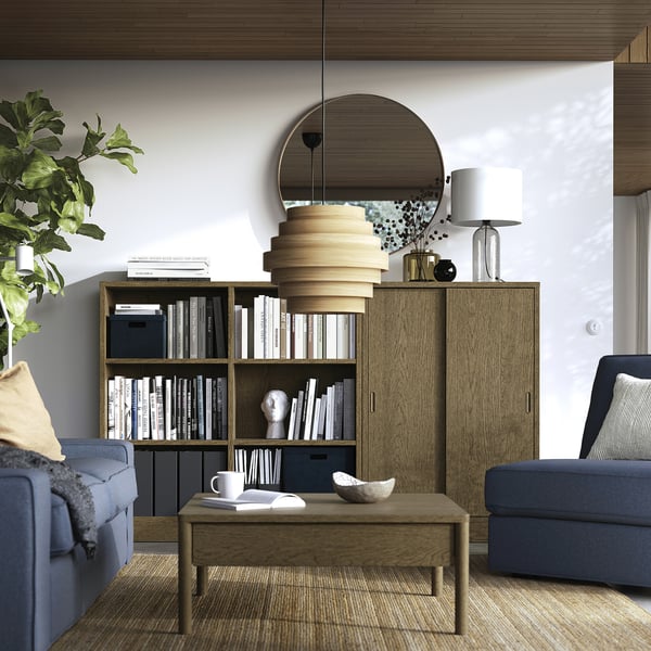 TONSTAD storage combination, brown stained oak veneer, 202x37x120 cm