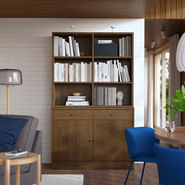 TONSTAD storage combination, brown stained oak veneer, 121x47x201 cm