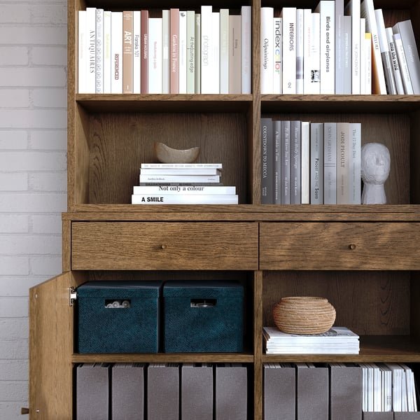 TONSTAD storage combination, brown stained oak veneer, 121x47x201 cm