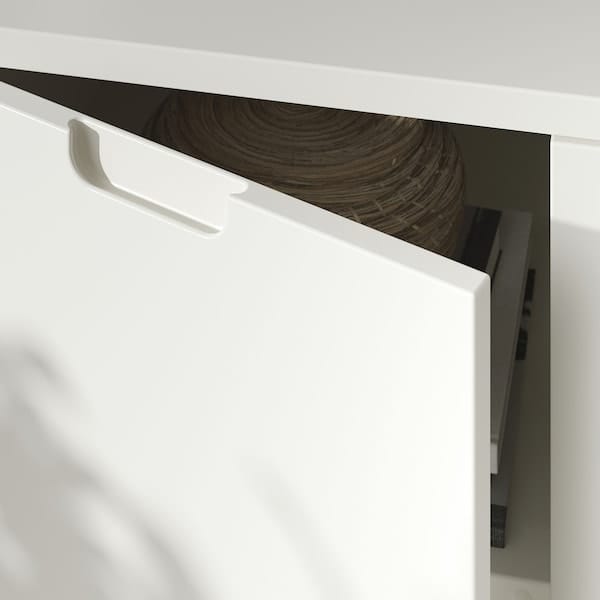 Ikea TONSTAD - TV storage combination, off-white/clear glass, 339x47x201 cm