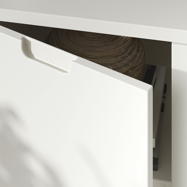TONSTAD - TONSTAD TV storage combination, off-white/clear glass, 377x47x201 cm