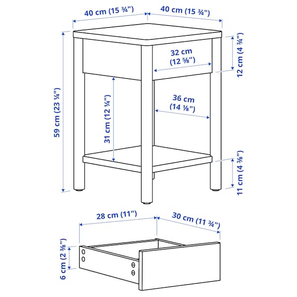 Ikea TONSTAD - Bedside table, off-white, 40x40x59 cm