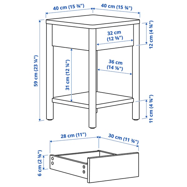 TONSTAD - TONSTAD Bedside table, brown stained oak veneer, 40x40x59 cm