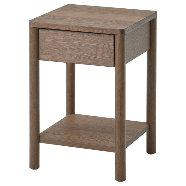 TONSTAD - TONSTAD Bedside table, brown stained oak veneer, 40x40x59 cm