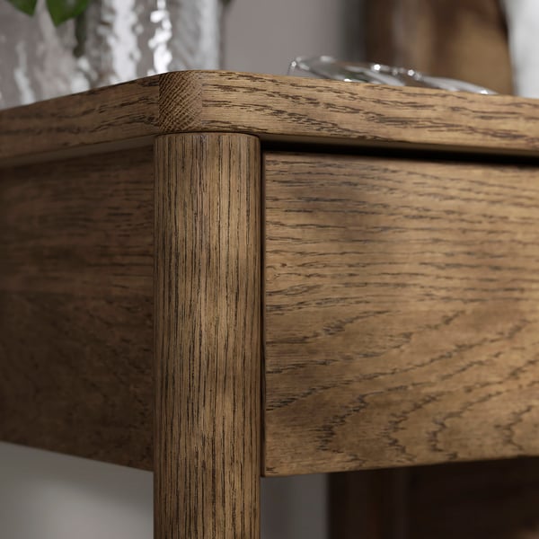 TONSTAD - TONSTAD Bedside table, brown stained oak veneer, 40x40x59 cm