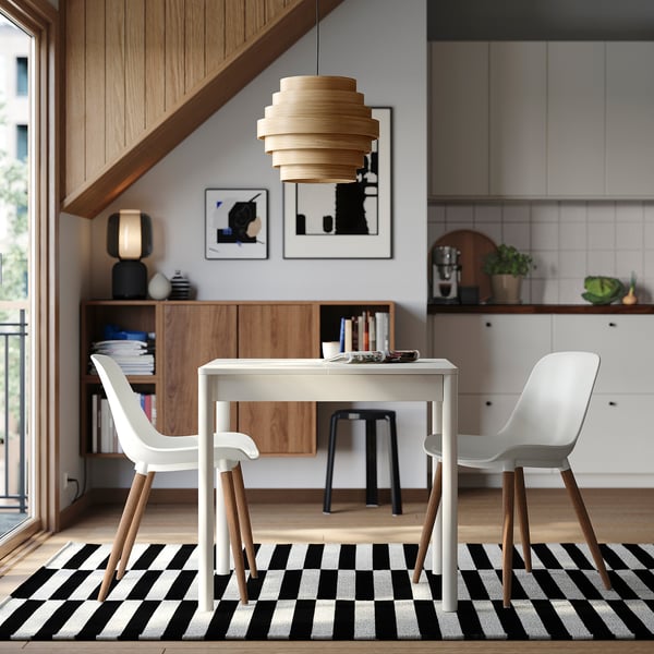 TONSTAD / GRÖNSTA table and 2 chairs, off-white/white, 80/120x70 cm