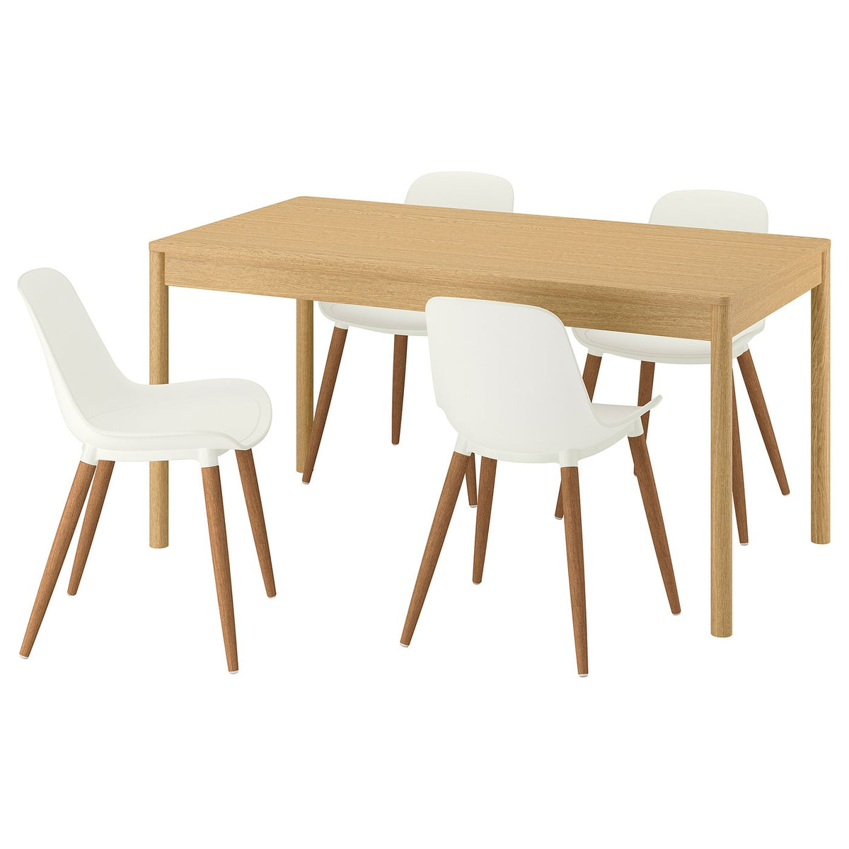 TONSTAD / GRÖNSTA table and 4 chairs, oak veneer/white, 150x80 cm