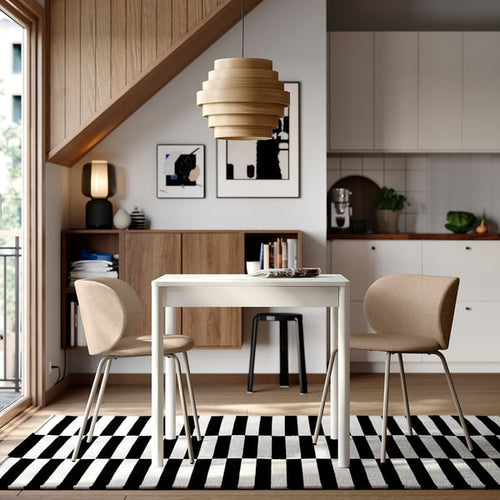 TONSTAD / KRYLBO Table and 2 chairs, off-white/Tonerud dark beige, 80/120x70 cm