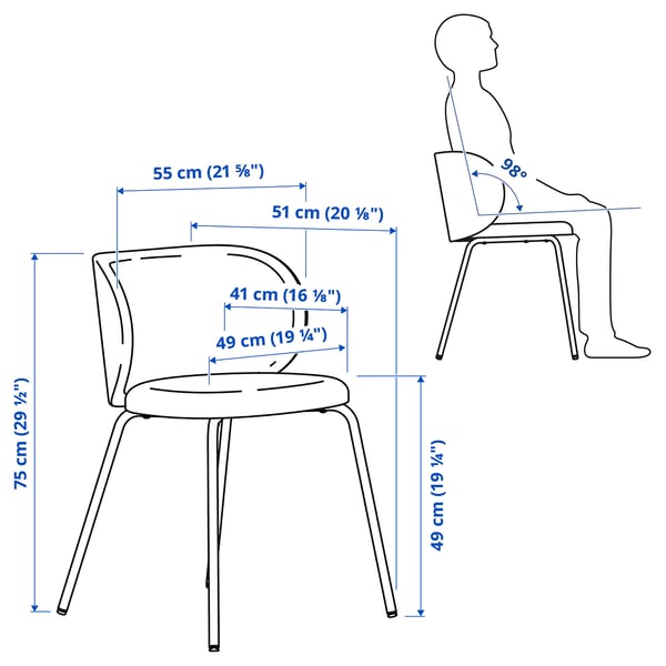 TONSTAD / KRYLBO Table and 2 chairs, off-white/Tonerud blue, 80/120x70 cm