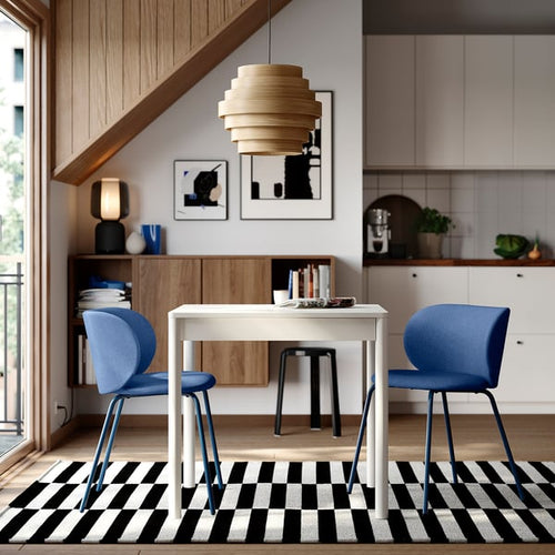 TONSTAD / KRYLBO Table and 2 chairs, off-white/Tonerud blue, 80/120x70 cm