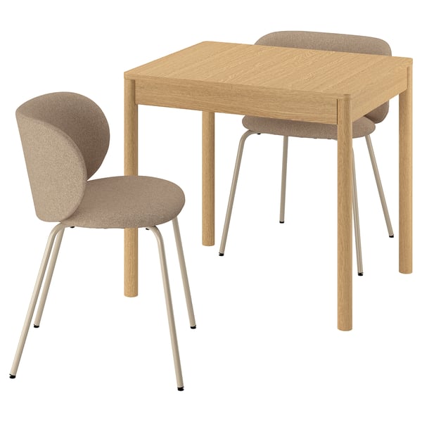 TONSTAD / KRYLBO Table and 2 chairs, oak/Tonerud effect dark beige, 80/120x70 cm