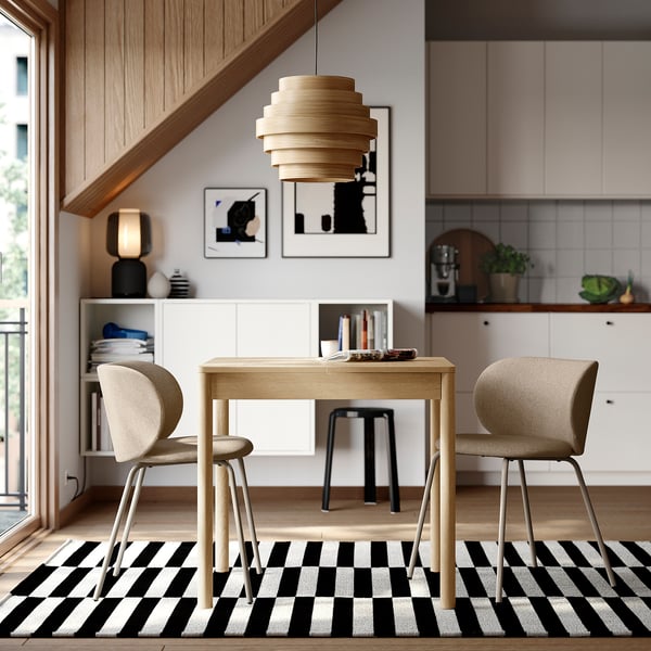 TONSTAD / KRYLBO Table and 2 chairs, oak/Tonerud effect dark beige, 80/120x70 cm