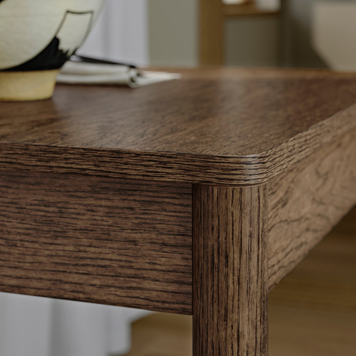 TONSTAD / KRYLBO table and 2 chairs, brown stained oak veneer/Axvall blue, 80/120x70 cm