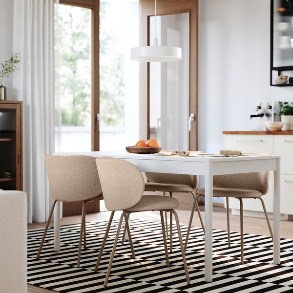 TONSTAD / KRYLBO table and 4 chairs, off-white/Tonerud dark beige, 150x80 cm