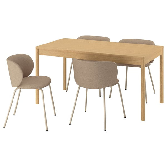 TONSTAD / KRYLBO - Table and 4 chairs, oak effect/Tonerud dark beige, 150x80 cm - Table length: 150 cm, Table width: 80 cm, Table height: 75 cm, Chair width: 55 cm, Chair depth: 51 cm, Chair height: 75 cm.