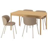 TONSTAD / KRYLBO table and 4 chairs, oak veneer/Tonerud dark beige, 140/196x85 cm