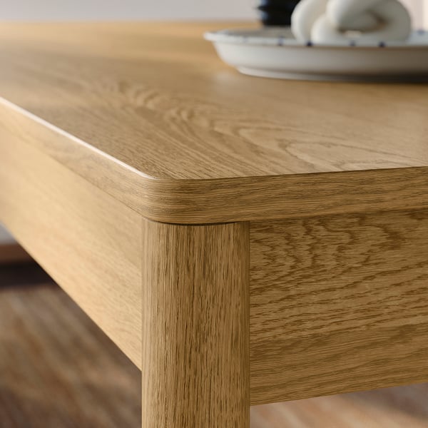 TONSTAD / KRYLBO table and 6 chairs, oak veneer/Tonerud dark beige, 200x85 cm