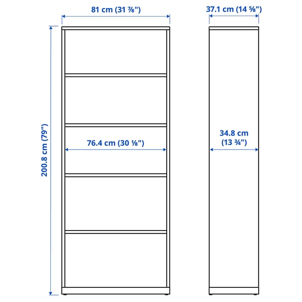 TONSTAD bookcase, off-white, 81x37x201 cm