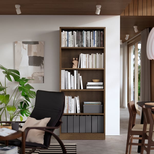 TONSTAD bookcase, brown stained oak veneer, 82x37x201 cm