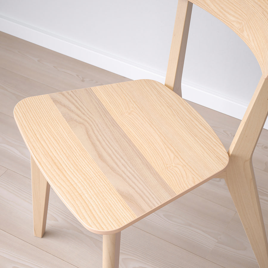 TONSTAD / LISABO table and 4 chairs, off-white/ash, 140/196x85 cm