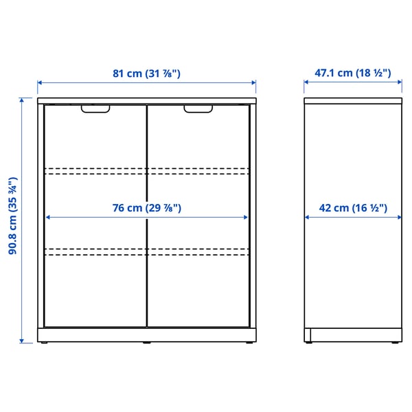 TONSTAD - TONSTAD Cabinet with doors, off-white, 81x47x91 cm