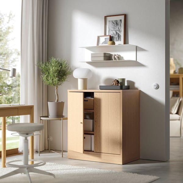 TONSTAD - TONSTAD Cabinet with doors, oak veneer, 82x47x90 cm