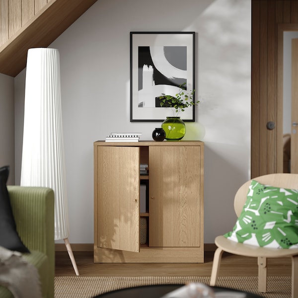 TONSTAD - Cabinet with doors, oak veneer, 82x47x90 cm