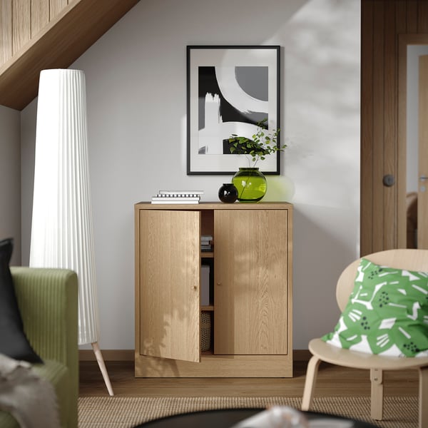 TONSTAD - TONSTAD Cabinet with doors, oak veneer, 82x47x90 cm