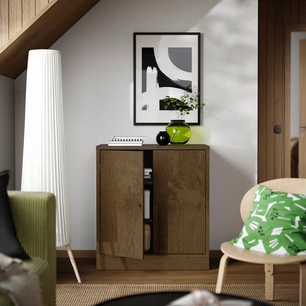 TONSTAD - TONSTAD Cabinet with doors, brown stained oak veneer, 82x47x90 cm